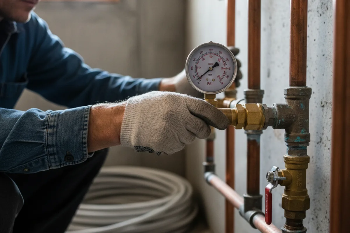 Pressure testing a repaired line during Water Line Repair in White Oak